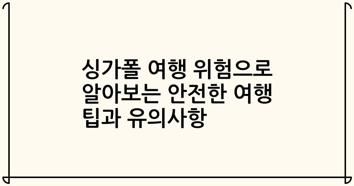 싱가폴 여행 위험으로 알아보는 안전한 여행 팁과 유의사항