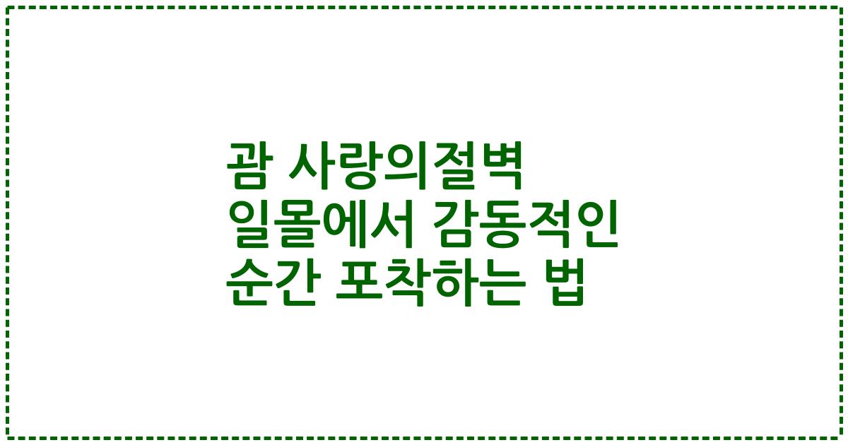 괌 사랑의절벽 일몰에서 감동적인 순간 포착하는 법