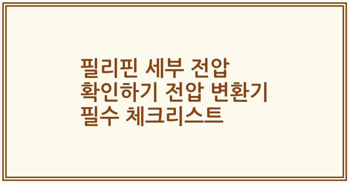 필리핀 세부 전압 확인하기 전압 변환기 필수 체크리스트